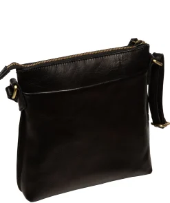 Cassia' Black Leather Cross Body Bag