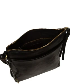 Cassia' Black Leather Cross Body Bag