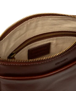 Cassia' Conker Brown Leather Cross Body Bag