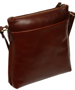 Cassia' Conker Brown Leather Cross Body Bag