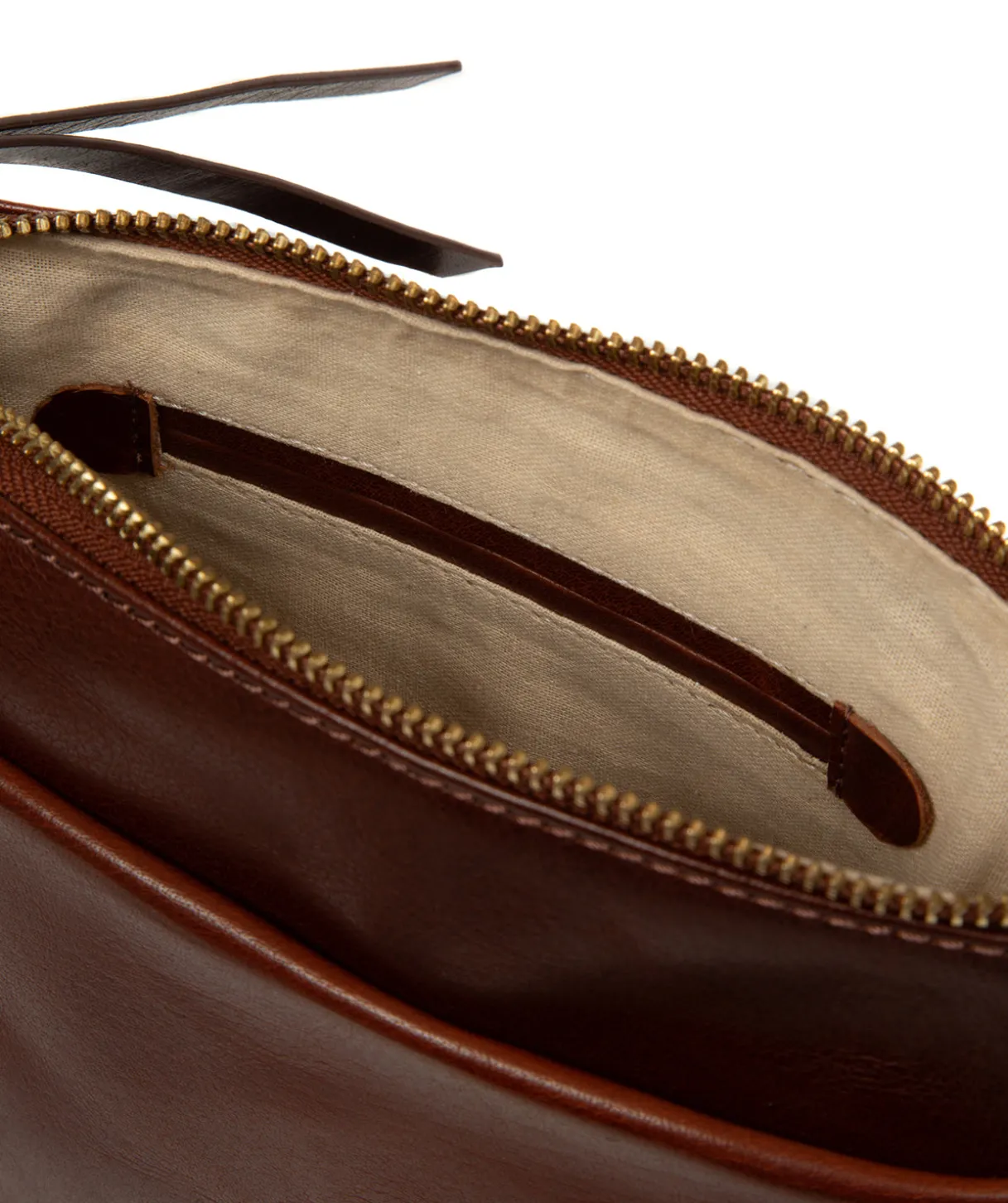 Cassia' Conker Brown Leather Cross Body Bag