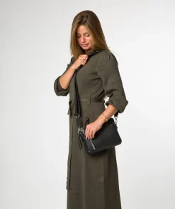 Celia' Black Leather Cross Body Bag