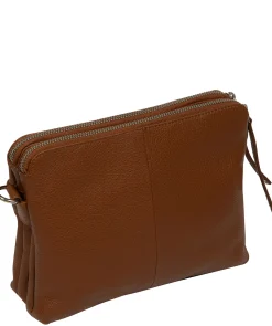 Celia' Rich Tan Leather Cross Body Bag