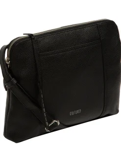 Celina' Black Leather Cross Body Bag