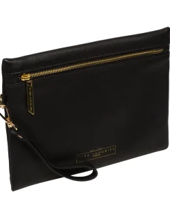 Chalfont' Black Leather Clutch Bag