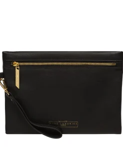Chalfont' Black Leather Clutch Bag