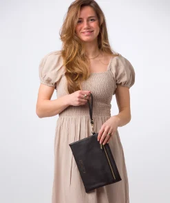 Chalfont' Black Leather Clutch Bag