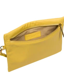 Chalfont' Lemon Drop Leather Clutch Bag
