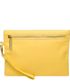 Chalfont' Lemon Drop Leather Clutch Bag