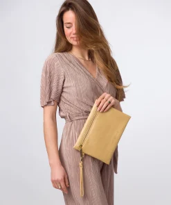Chalfont' Metallic Gold Leather Clutch Bag