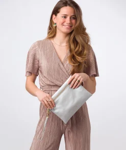 Chalfont' Metallic Silver Leather Clutch Bag