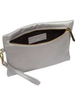 Chalfont' Metallic Silver Leather Clutch Bag