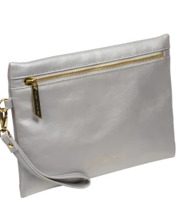 Chalfont' Metallic Silver Leather Clutch Bag