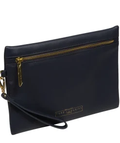 Chalfont' Navy Leather Clutch Bag