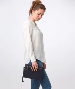 Chalfont' Navy Leather Clutch Bag