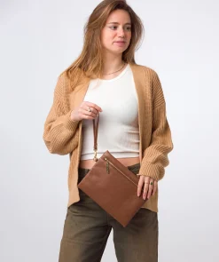 Chalfont' Tan Leather Clutch Bag