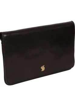 Cherish' Black Leather Clutch Bag