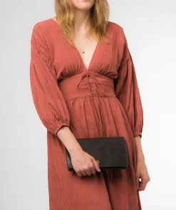 Cherish' Black Leather Clutch Bag