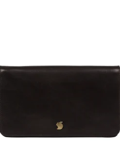 Cherish' Black Leather Clutch Bag