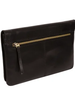 Cherish' Black Leather Clutch Bag