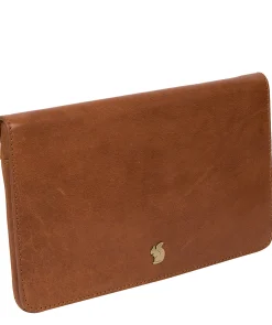 Cherish' Dark Tan Leather Clutch Bag