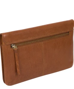 Cherish' Dark Tan Leather Clutch Bag