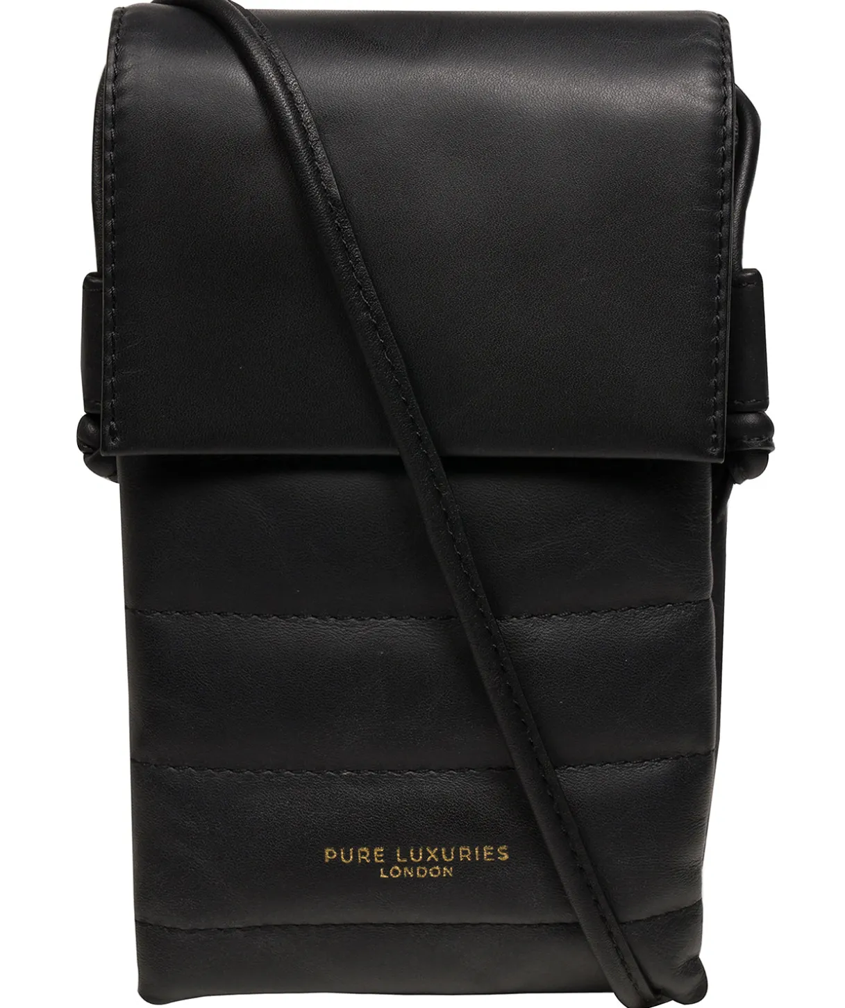 Chloe' Black Leather Cross Body Phone Bag