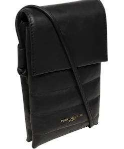 Chloe' Black Leather Cross Body Phone Bag