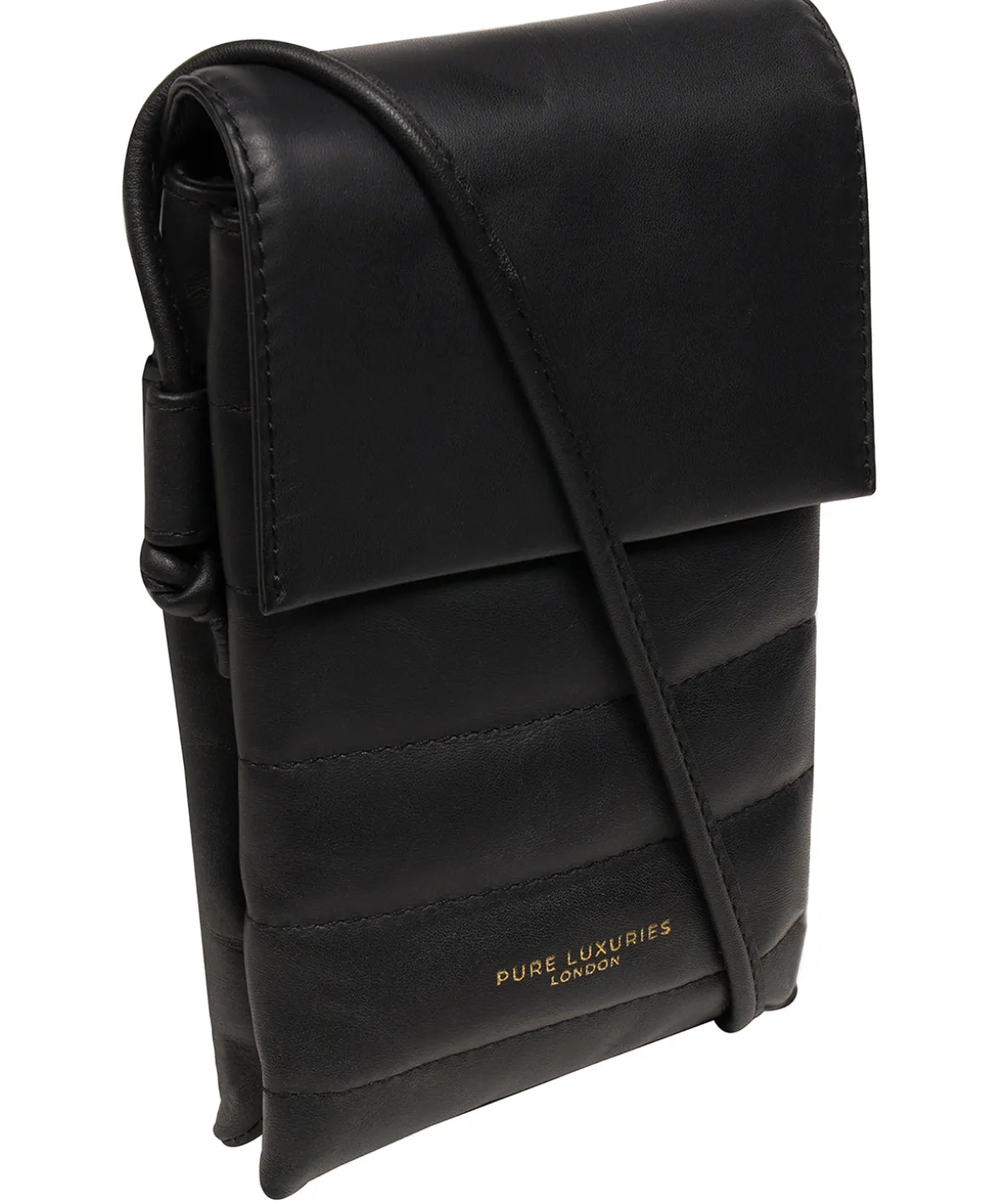 Chloe' Black Leather Cross Body Phone Bag