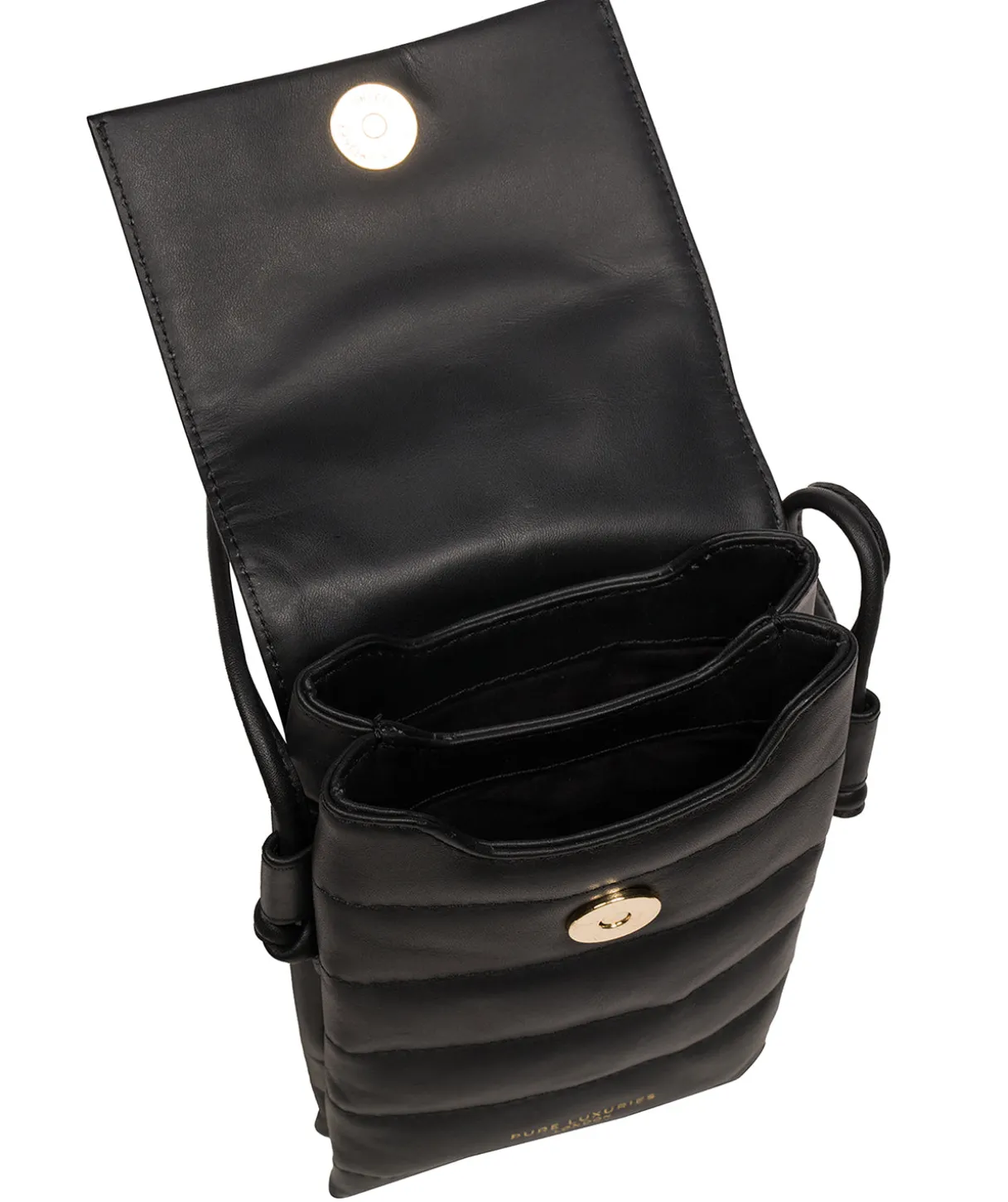 Chloe' Black Leather Cross Body Phone Bag