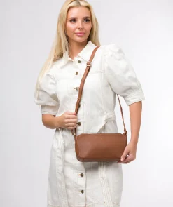 Christina' Tan Leather Cross Body Bag