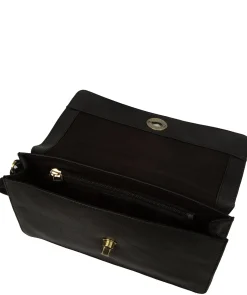 Clarissa' Black Leather Clutch Bag