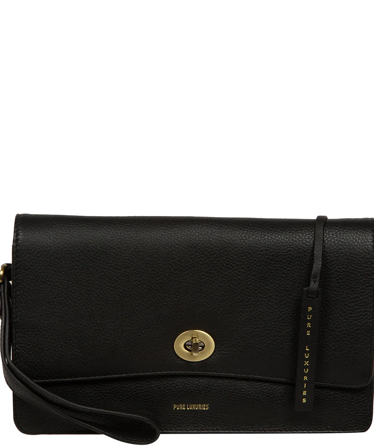 Clarissa' Black Leather Clutch Bag