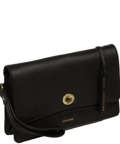 Clarissa' Black Leather Clutch Bag