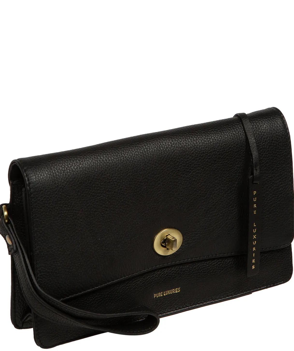 Clarissa' Black Leather Clutch Bag