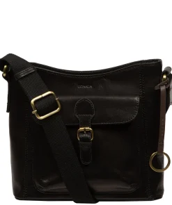 Clementine' Black Leather Cross Body Bag