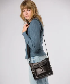 Clementine' Black Leather Cross Body Bag