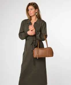 Cleo' Rich Tan Leather Evening Handbag