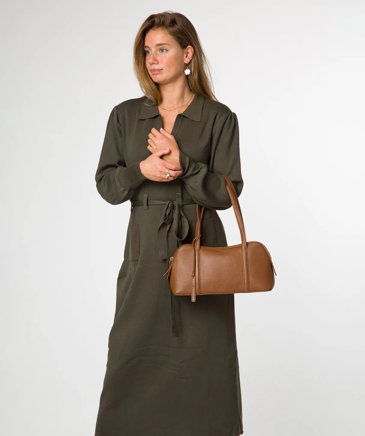 Cleo' Rich Tan Leather Evening Handbag
