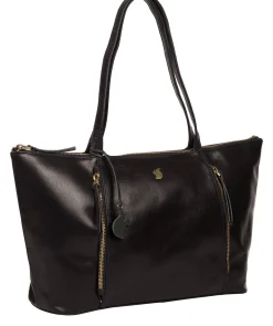 Clover' Navy Leather Tote Bag