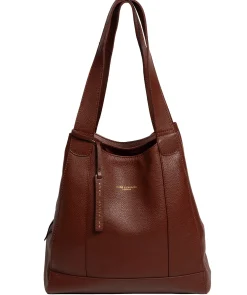 Colette' Chestnut Leather Shoulder Handbag