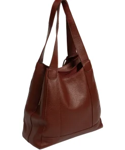Colette' Chestnut Leather Shoulder Handbag