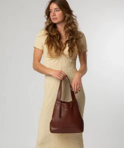 Colette' Chestnut Leather Shoulder Handbag