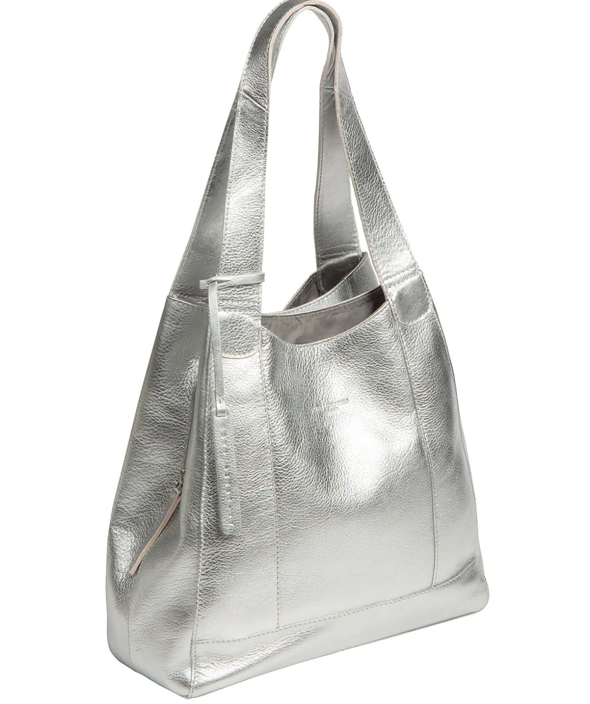 Colette' Metallic Silver Leather Handbag
