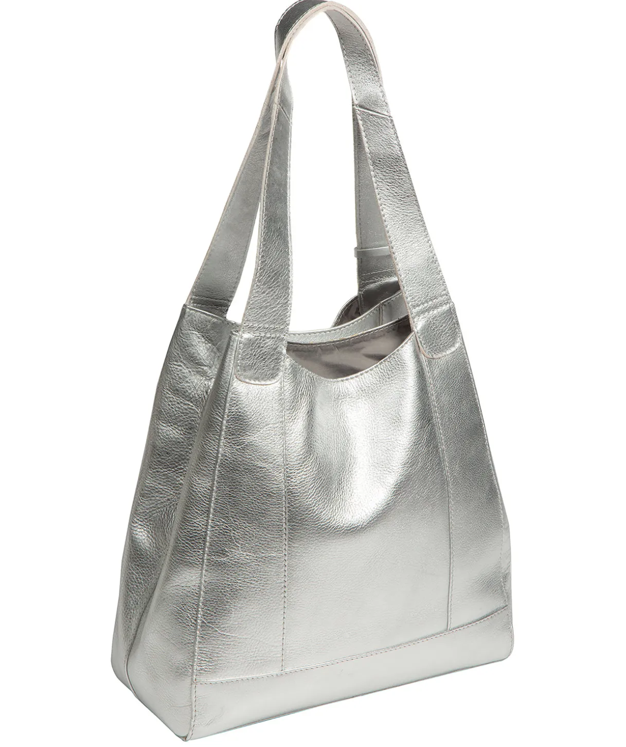 Colette' Metallic Silver Leather Handbag