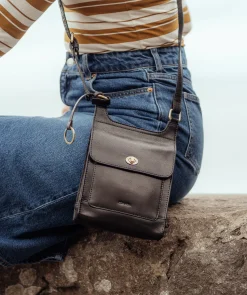 Coraline' Black Leather Cross Body Bag