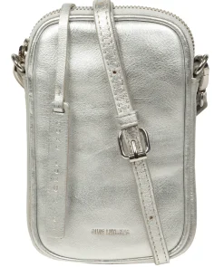 Cosima' Metallic Silver Leather Cross Body Phone Bag