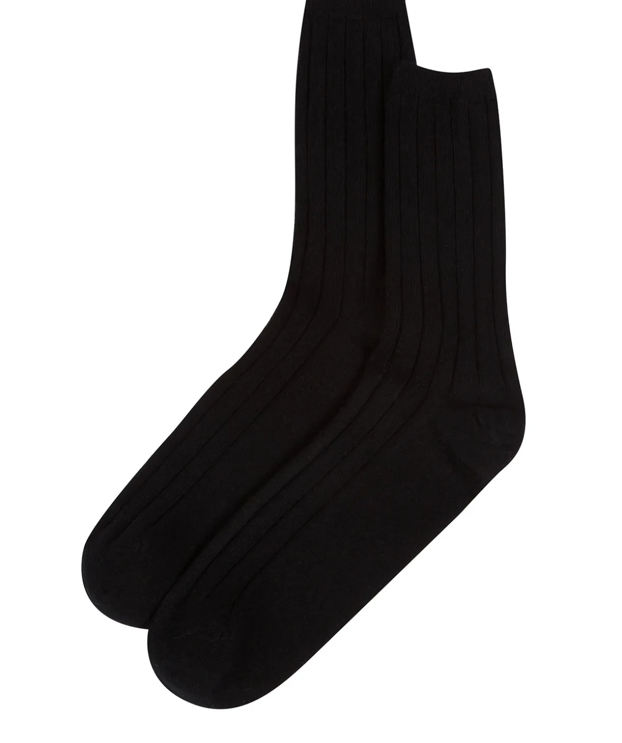 Dalton' Black Large Cashmere and Merino Wool Ribbed Socks