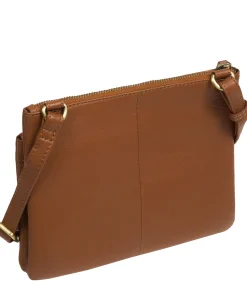 Demi' Tan Leather Cross Body Bag
