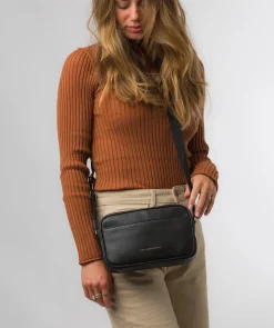 Dion' Black Nappa Leather Cross Body Bag